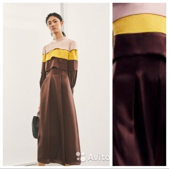 NWT. Massimo Dutti Silk Brown Maxi Dress. Size 6. - Picture 2 of 9